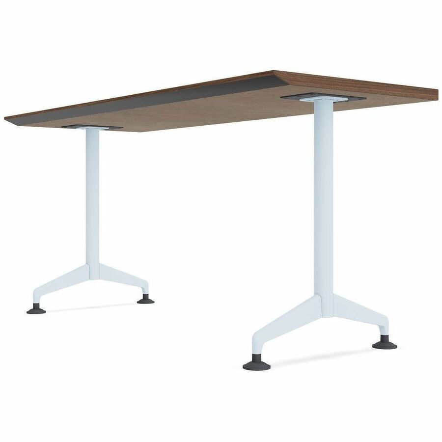 Special-T ZIA Series Training Tables, Rectangle Top, 24" x 60", 42" Height, Walnut High Pressure Laminate, Powder Coated T-shaped Cast Aluminum/Steel Base, 8 per Bundle