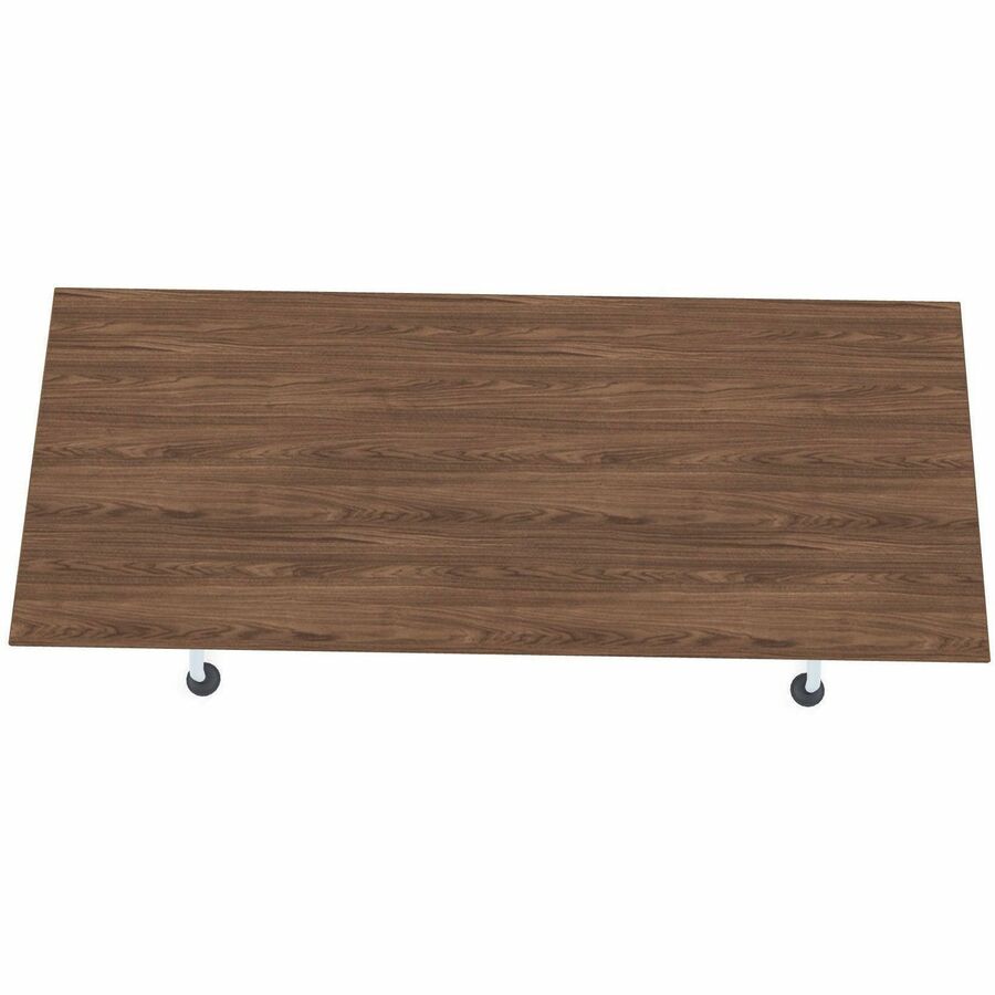 Special-T ZIA Series Training Tables, Rectangle Top, 24" x 60", 42" Height, Walnut High Pressure Laminate, Powder Coated T-shaped Cast Aluminum/Steel Base, 8 per Bundle