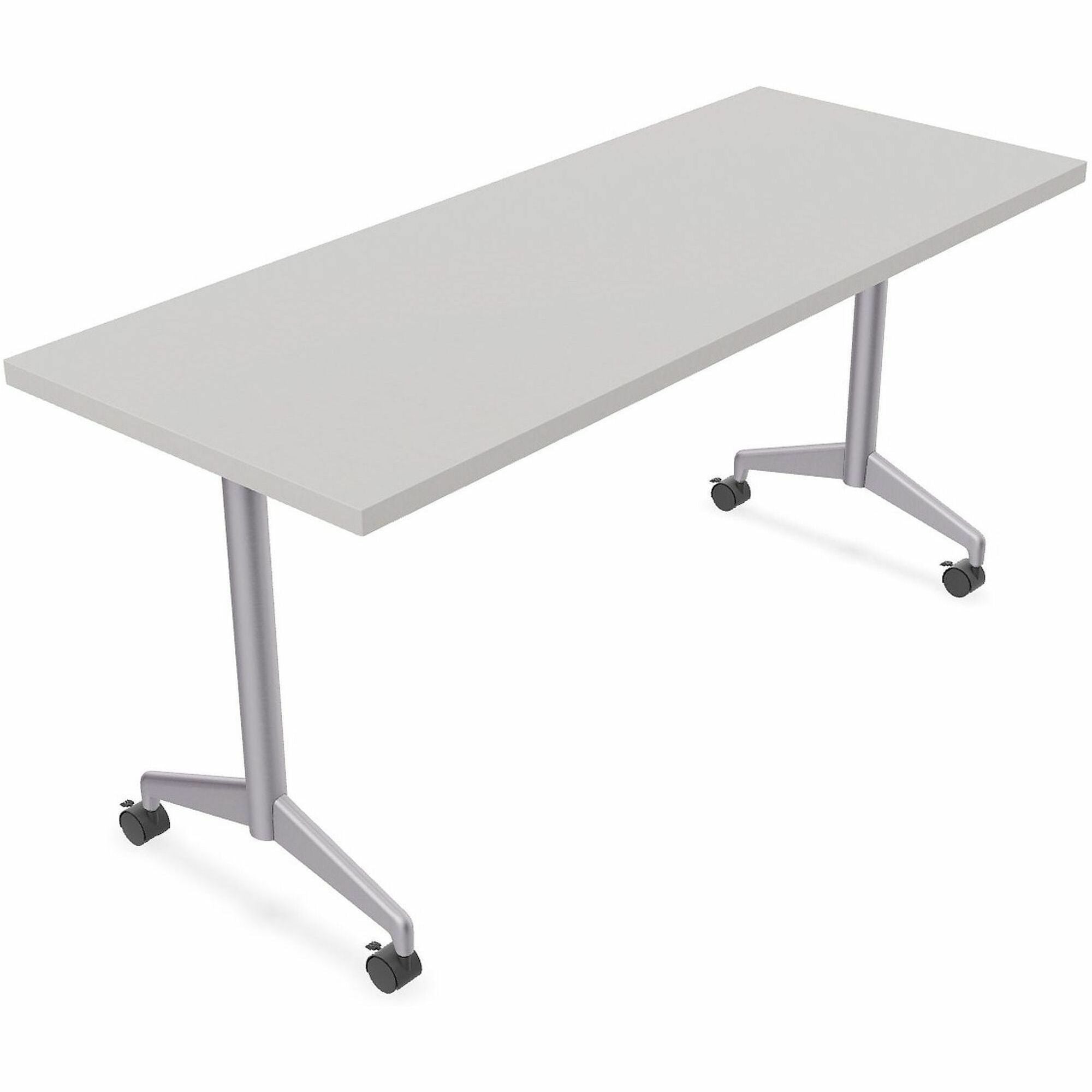 Special-T ZIA Series Training Tables Collection - Rectangle Top - Powder Coated T-shaped Base x 24" Table Top Width x 48" Table Top Depth - 29" Height - Training - Gray - High Pressure Laminate (HPL) - Cast Aluminum, Steel Base Material - 6 / Bundle