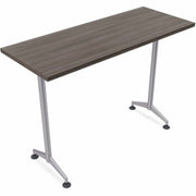 Special-T ZIA Series Training Tables, Rectangle, 24" x 48", 42" High, Gray Driftwood HPL, Powder Coated T-shaped Cast Aluminum/Steel Base, 8 Tables per Bundle