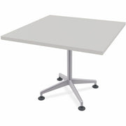 Special-T ZIA Series Hospitality Tables, Square 36"x36", 29" High, Gray High Pressure Laminate, Powder Coated X-Shaped Cast Aluminum/Steel Base, Mid-Century Modern Style, 8 Tables per Bundle