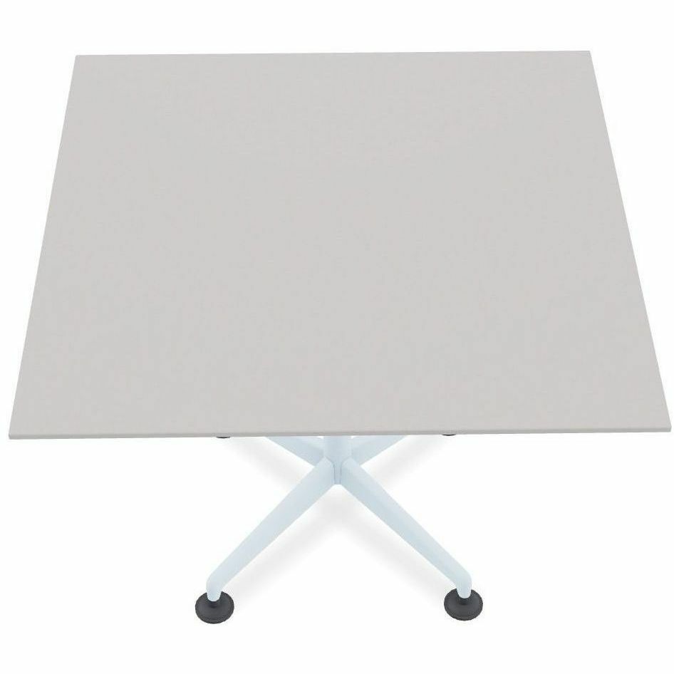 Special-T ZIA Series Hospitality Tables, Square 36"x36", 29" High, Gray High Pressure Laminate, Powder Coated X-Shaped Cast Aluminum/Steel Base, Mid-Century Modern Style, 8 Tables per Bundle