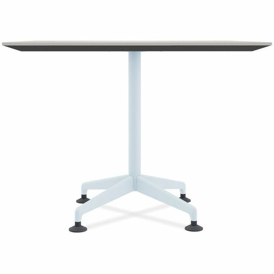 Special-T ZIA Series Hospitality Tables, Square 36"x36", 29" High, Gray High Pressure Laminate, Powder Coated X-Shaped Cast Aluminum/Steel Base, Mid-Century Modern Style, 8 Tables per Bundle