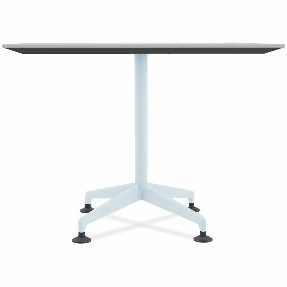 Special-T ZIA Series Hospitality Tables, Square 36"x36", 29" High, Gray High Pressure Laminate, Powder Coated X-Shaped Cast Aluminum/Steel Base, Mid-Century Modern Style, 8 Tables per Bundle