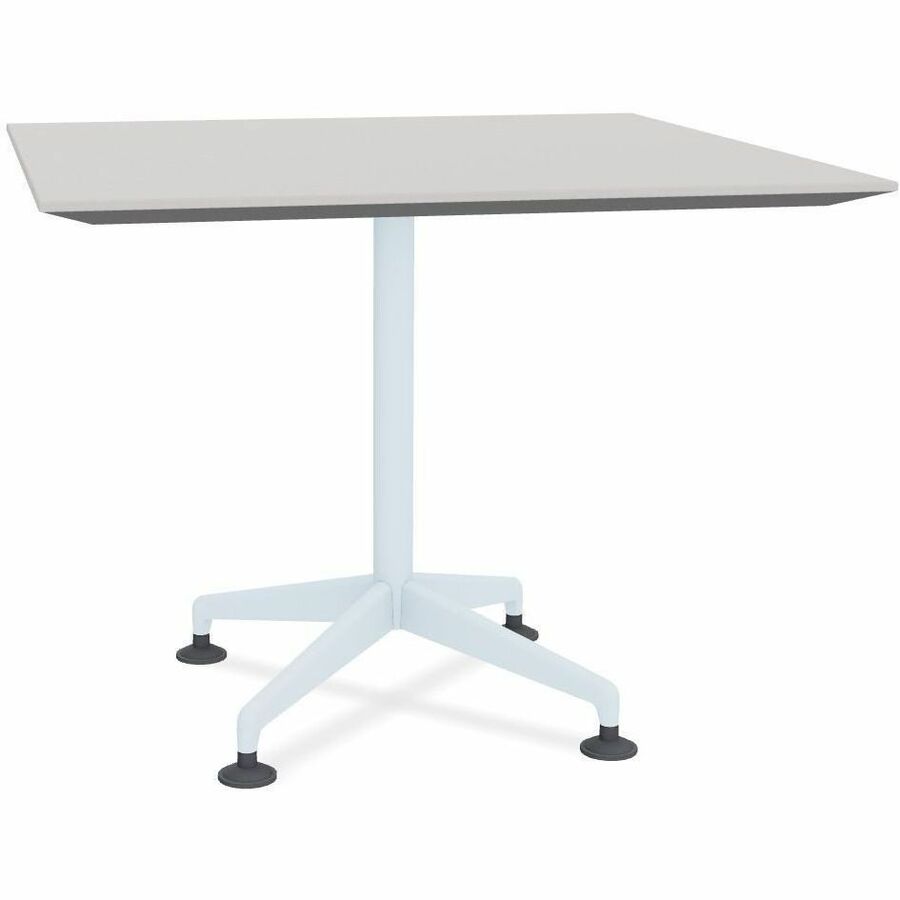 Special-T ZIA Series Hospitality Tables, Square 36"x36", 29" High, Gray High Pressure Laminate, Powder Coated X-Shaped Cast Aluminum/Steel Base, Mid-Century Modern Style, 8 Tables per Bundle
