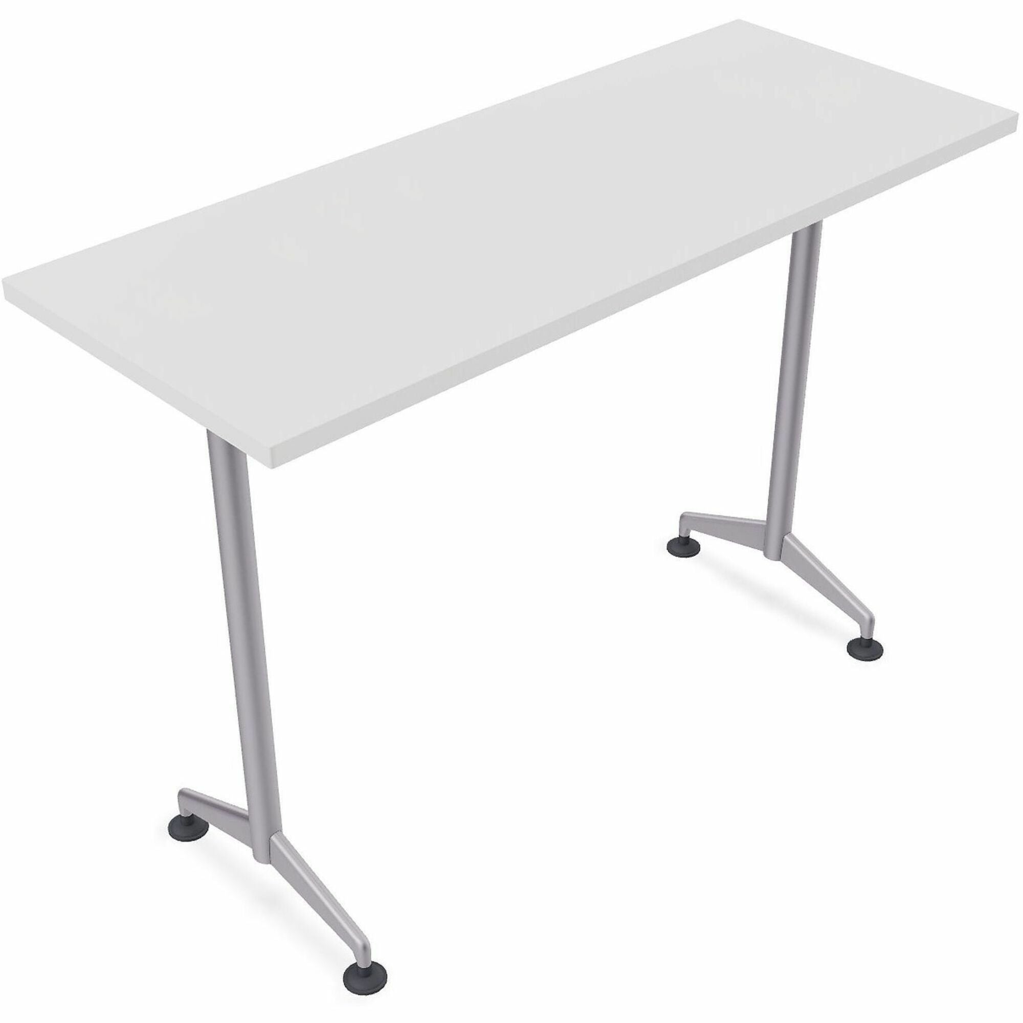 Special-T ZIA Series Training Tables, Rectangle Top, 24" x 60", 42" Height, White High Pressure Laminate, Powder Coated T-shaped Cast Aluminum/Steel Base, 8 per Bundle