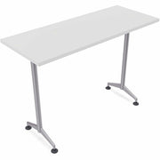 Special-T ZIA Series Training Tables, Rectangle Top, 24" x 48", 42" Height, White High Pressure Laminate, Powder Coated T-shaped Cast Aluminum & Steel Base, 8 per Bundle