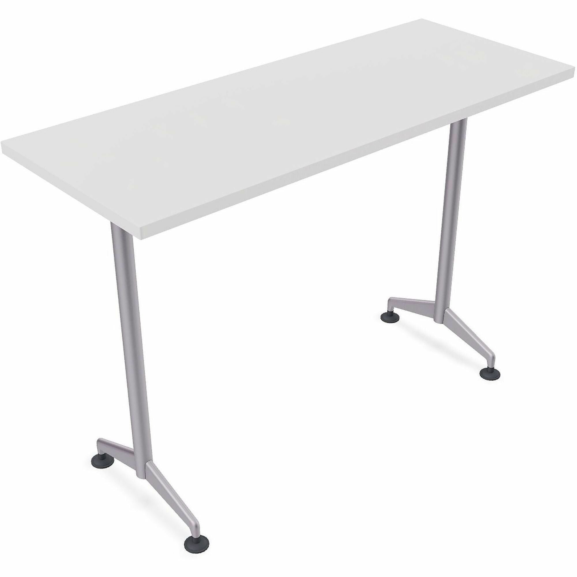Special-T ZIA Series Training Tables, Rectangle Top, 24" x 48", 42" Height, White High Pressure Laminate, Powder Coated T-shaped Cast Aluminum & Steel Base, 8 per Bundle