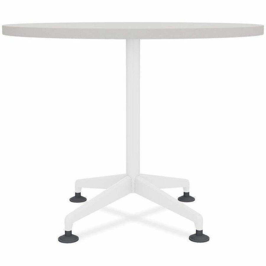 Special-T ZIA Series Square Hospitality Tables, 42" x 42", 29" High, Gray High Pressure Laminate, Powder Coated X-Shaped Cast Aluminum/Steel Base, Mid-Century Modern Style, 6 per Bundle