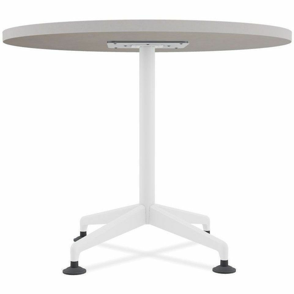 Special-T ZIA Series Square Hospitality Tables, 42" x 42", 29" High, Gray High Pressure Laminate, Powder Coated X-Shaped Cast Aluminum/Steel Base, Mid-Century Modern Style, 6 per Bundle