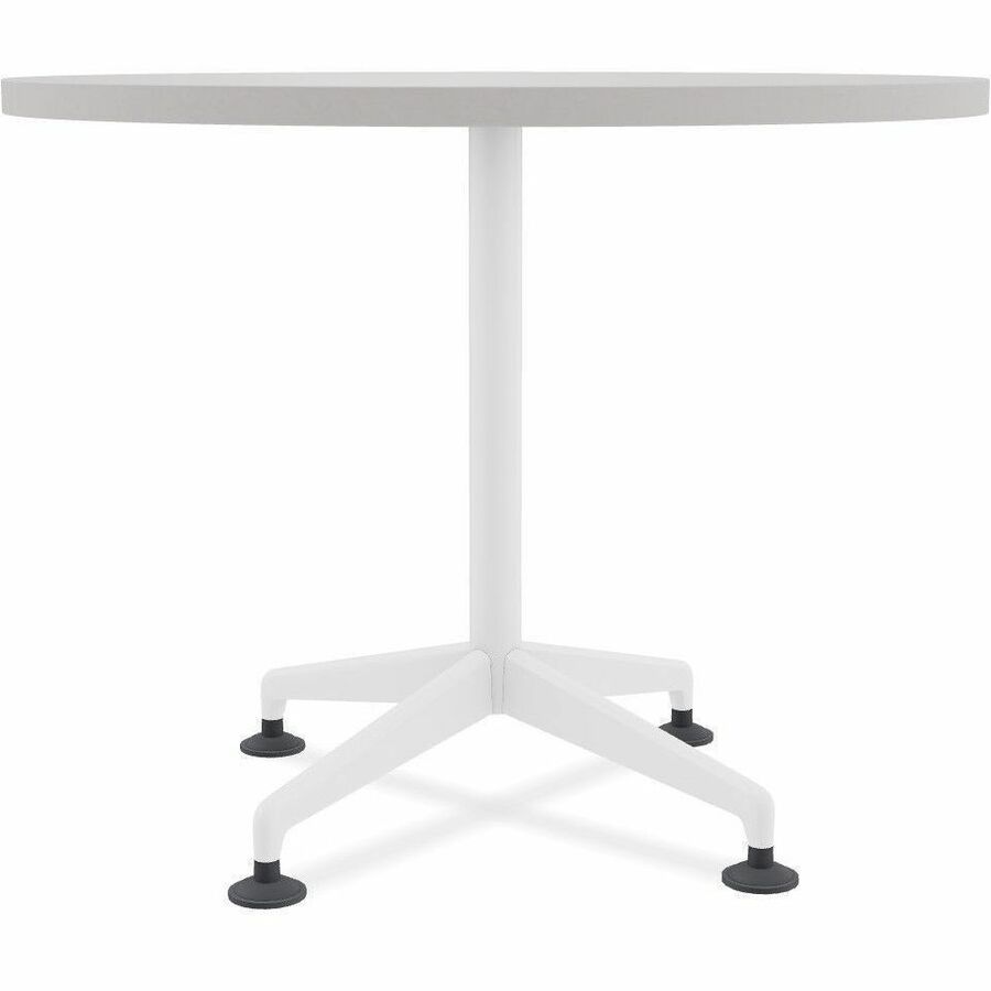 Special-T ZIA Series Square Hospitality Tables, 42" x 42", 29" High, Gray High Pressure Laminate, Powder Coated X-Shaped Cast Aluminum/Steel Base, Mid-Century Modern Style, 6 per Bundle