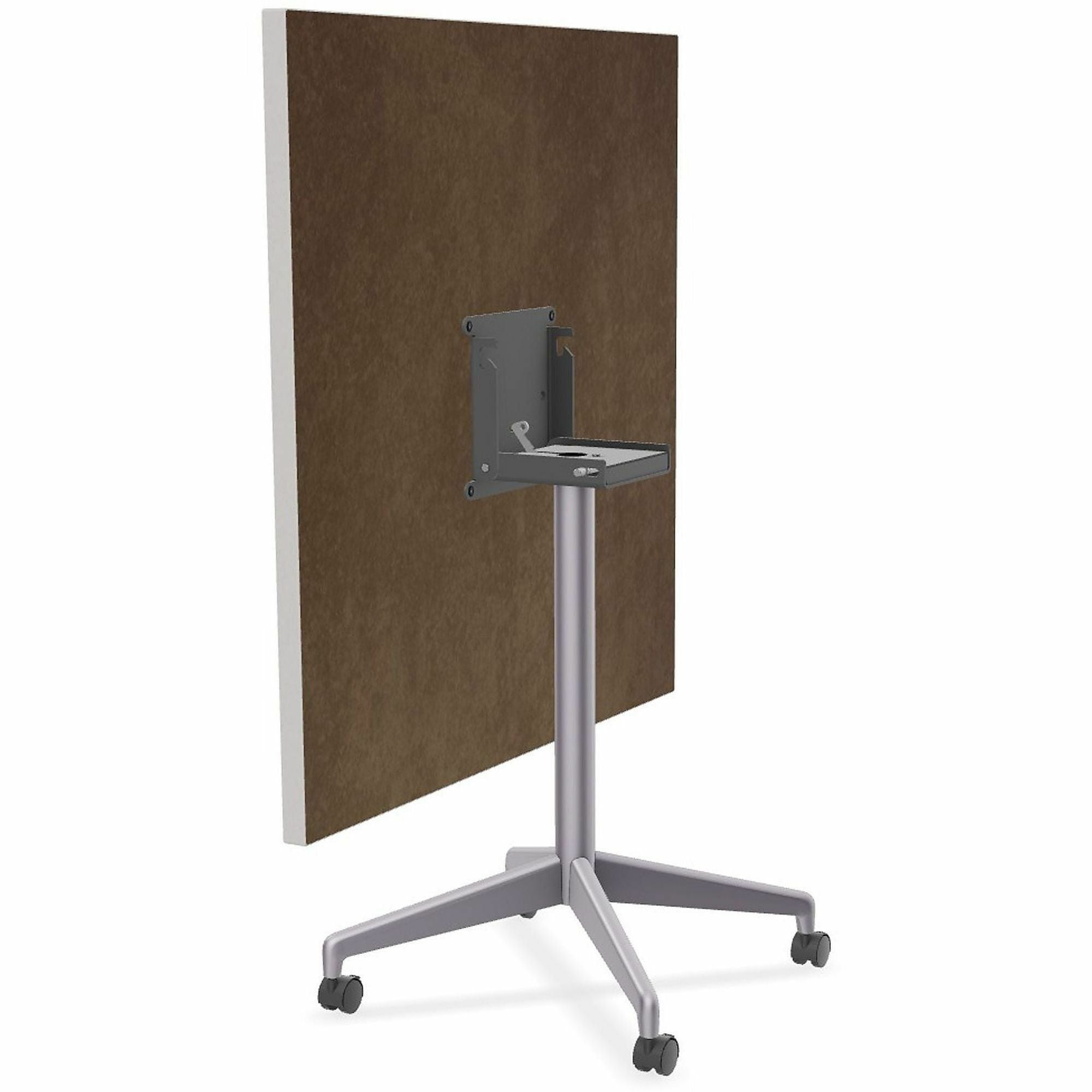 Special-T ZIA Series Square Hospitality Tables, 42" x 42", 29" High, Gray High Pressure Laminate, Powder Coated X-Shaped Cast Aluminum/Steel Base, Mid-Century Modern Style, 6 per Bundle