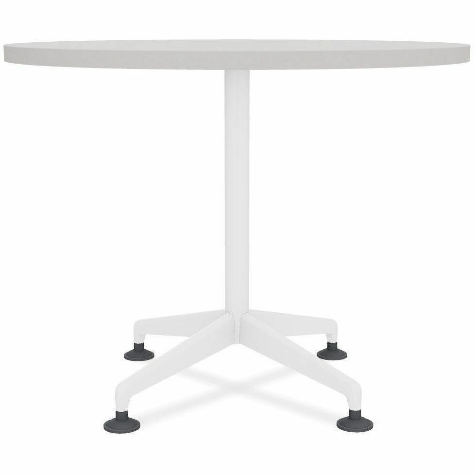 Special-T ZIA Series Square Hospitality Tables, 42" x 42", 29" High, Gray High Pressure Laminate, Powder Coated X-Shaped Cast Aluminum/Steel Base, Mid-Century Modern Style, 6 per Bundle