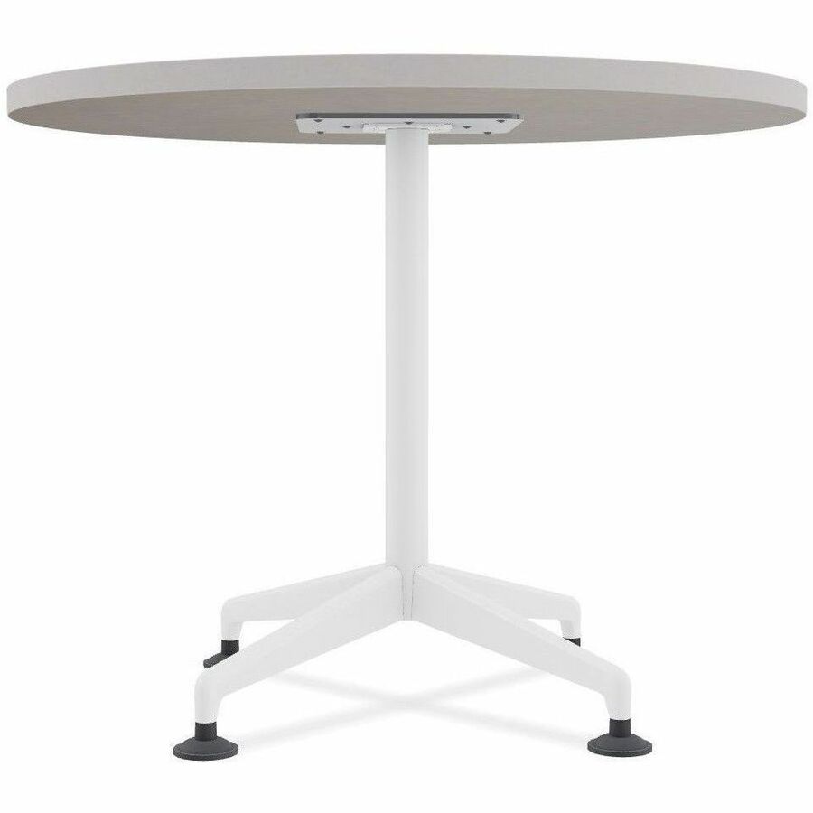 Special-T ZIA Series Square Hospitality Tables, 42" x 42", 29" High, Gray High Pressure Laminate, Powder Coated X-Shaped Cast Aluminum/Steel Base, Mid-Century Modern Style, 6 per Bundle