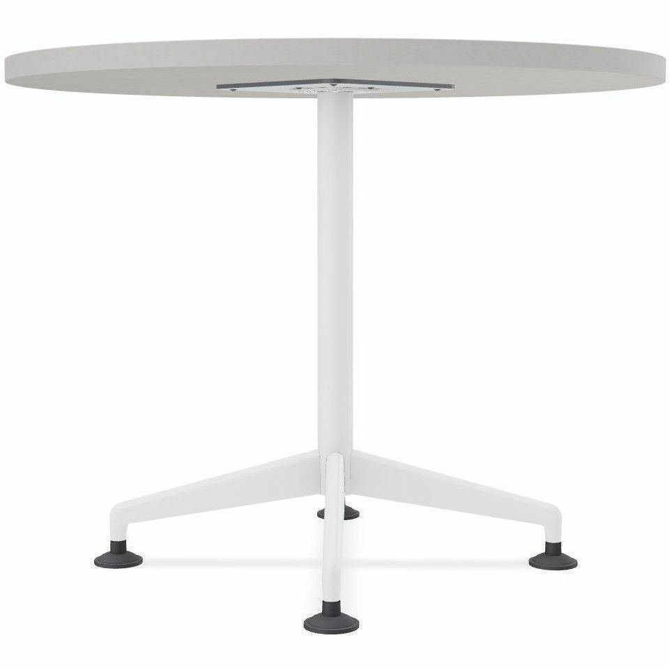 Special-T ZIA Series Square Hospitality Tables, 42" x 42", 29" High, Gray High Pressure Laminate, Powder Coated X-Shaped Cast Aluminum/Steel Base, Mid-Century Modern Style, 6 per Bundle