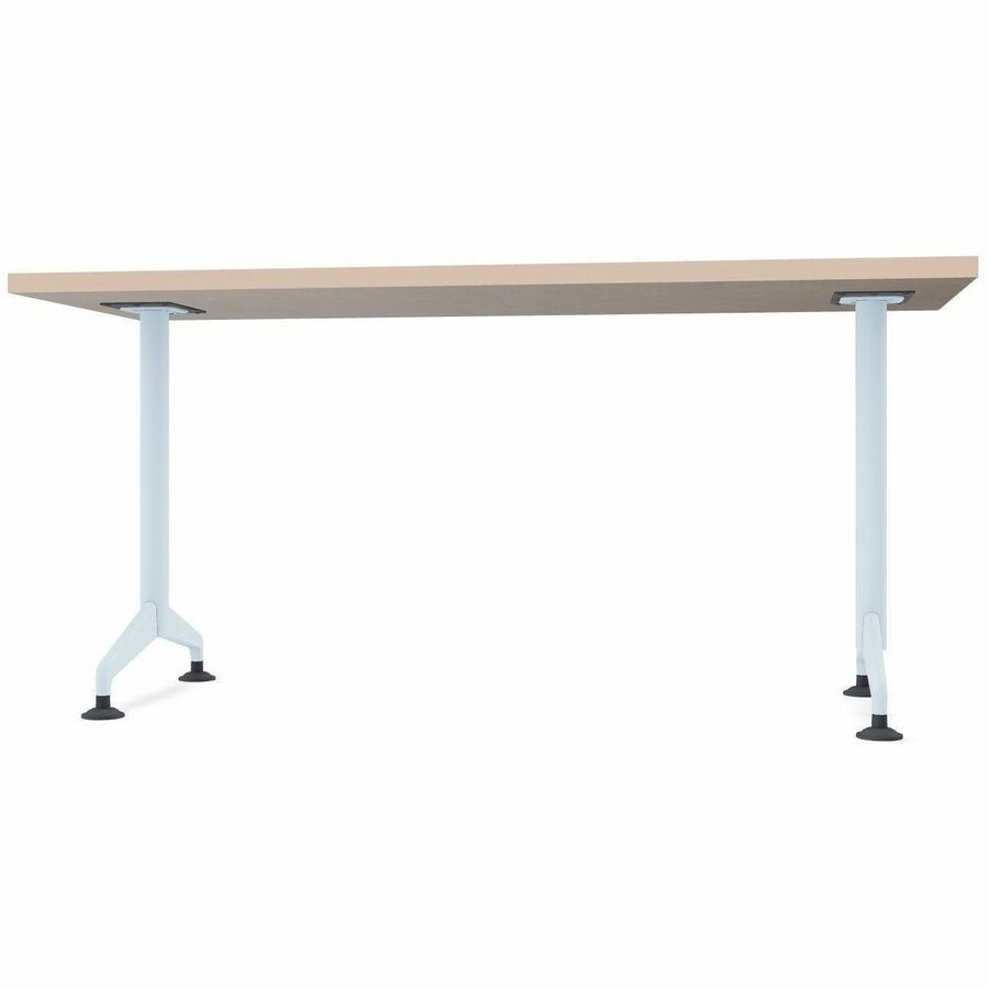 Special-T ZIA Series Training Tables, Rectangle, 24" x 60", Walnut High Pressure Laminate, Powder Coated T-shaped Base, Cast Aluminum/Steel, Foldable, Flip-top, 6 Tables per Bundle