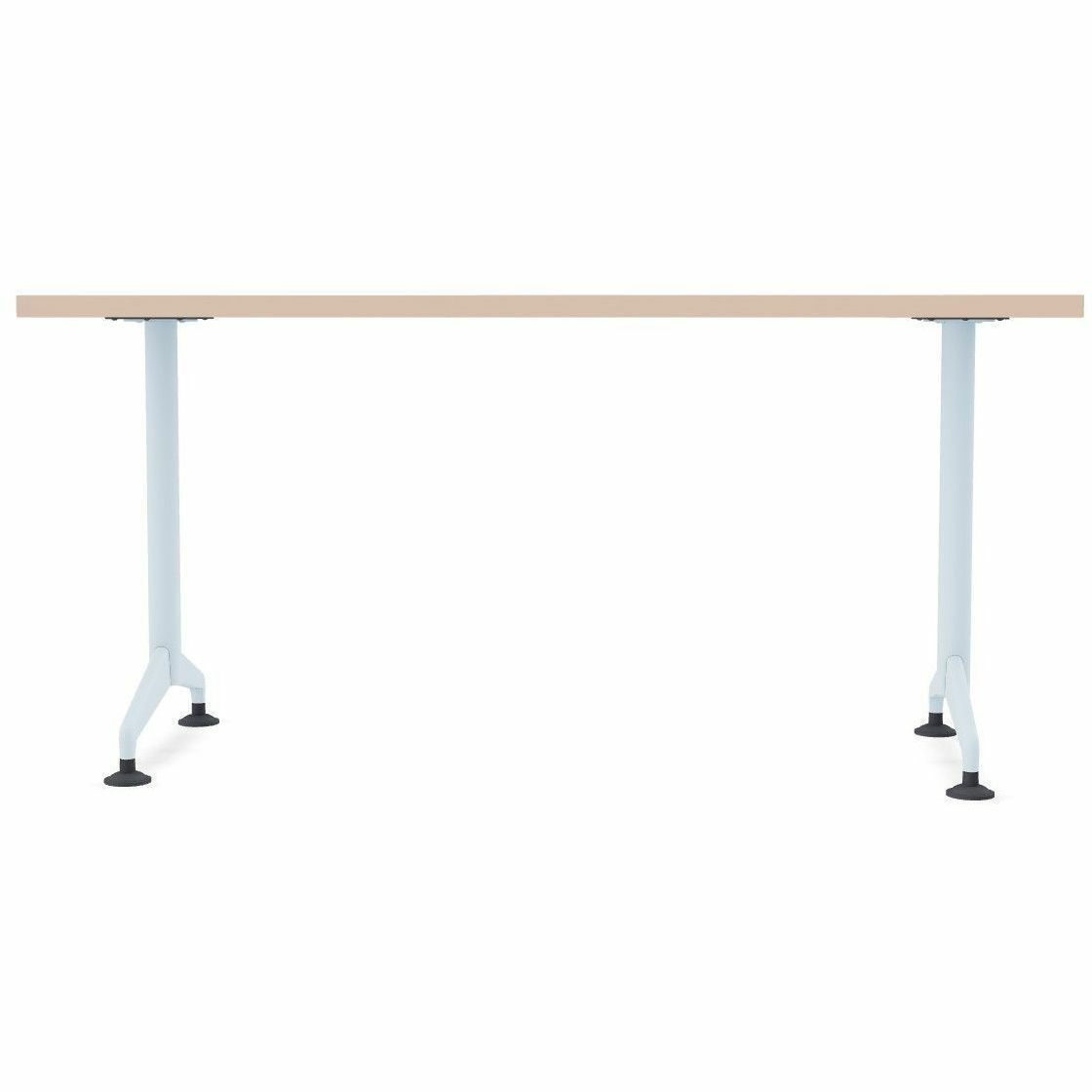 Special-T ZIA Series Training Tables, Rectangle, 24" x 60", Walnut High Pressure Laminate, Powder Coated T-shaped Base, Cast Aluminum/Steel, Foldable, Flip-top, 6 Tables per Bundle