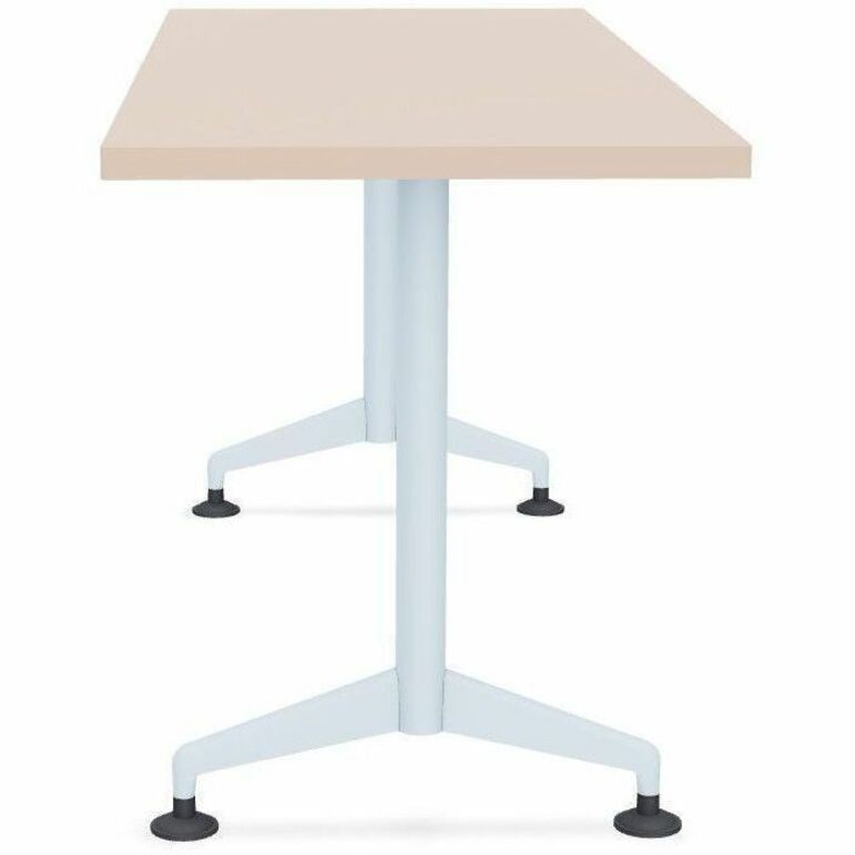 Special-T ZIA Series Training Tables, Rectangle, 24" x 60", Walnut High Pressure Laminate, Powder Coated T-shaped Base, Cast Aluminum/Steel, Foldable, Flip-top, 6 Tables per Bundle