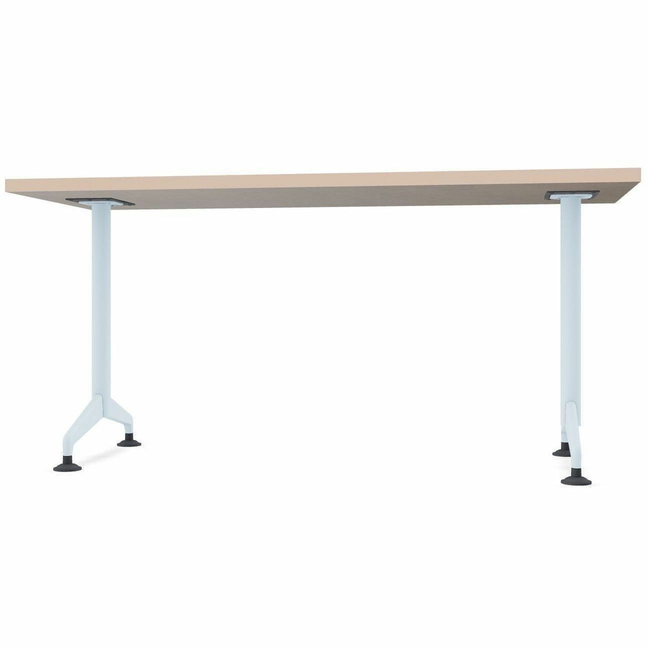 Special-T ZIA Series Training Tables, Rectangle, 24" x 60", Walnut High Pressure Laminate, Powder Coated T-shaped Base, Cast Aluminum/Steel, Foldable, Flip-top, 6 Tables per Bundle
