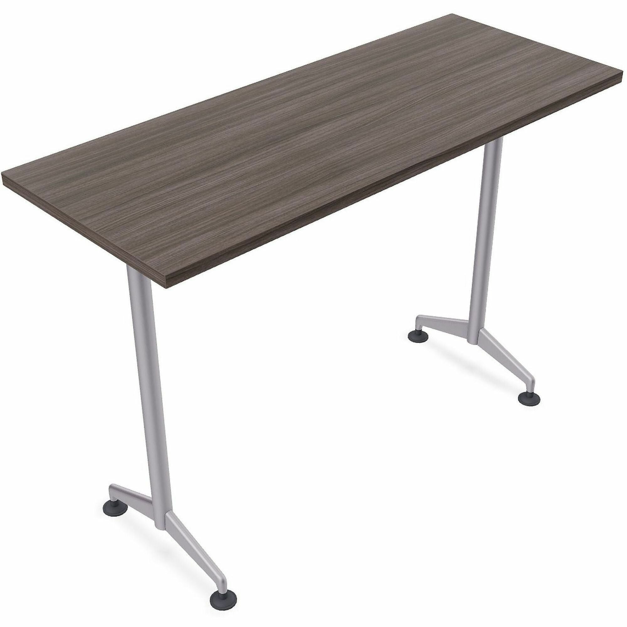 Special-T ZIA Series Training Tables, Rectangle, 24" x 60", 42" High, Gray Driftwood HPL, Powder Coated T-shaped Cast Aluminum/Steel Base, 8 Tables per Bundle