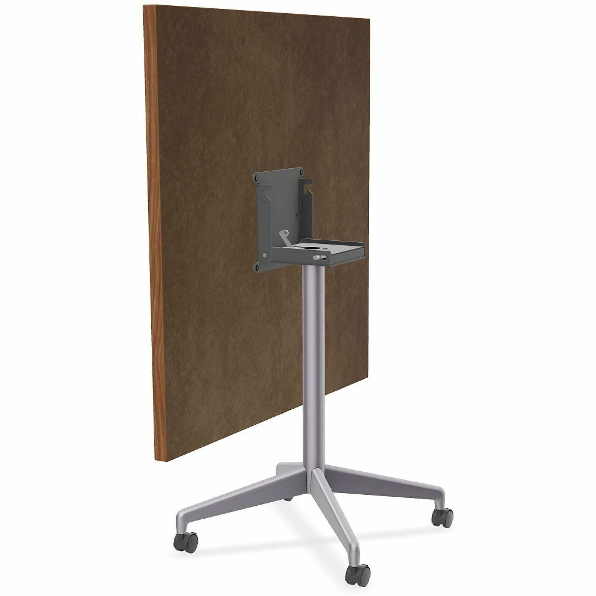 Special-T ZIA Series Hospitality Tables, Square 42"x42" Walnut HPL Top, Powder Coated X-Shaped Cast Aluminum/Steel Base, Mid-Century Modern Style, 29" Height, 6 Tables per Bundle