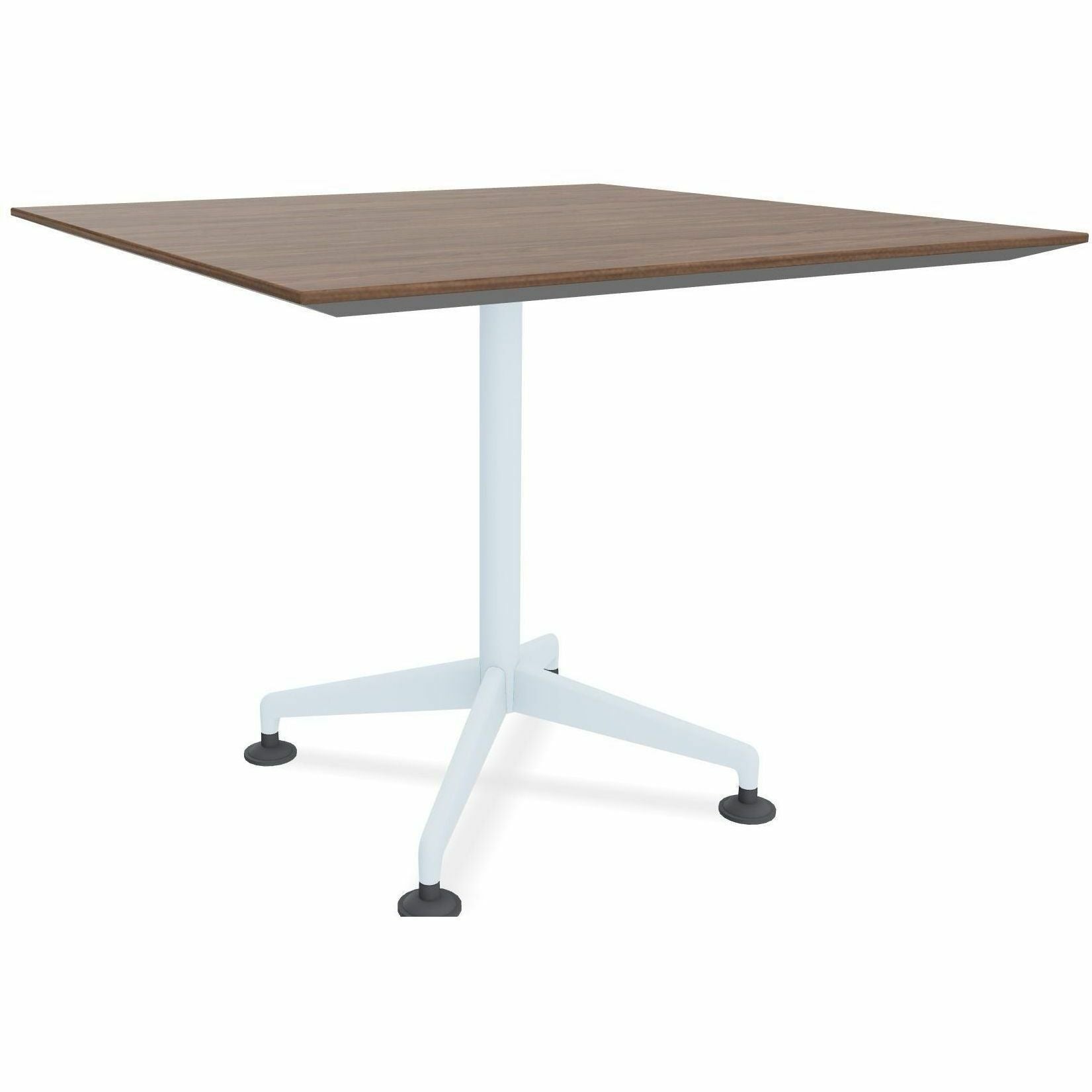 Special-T ZIA Series Hospitality Tables, Square 42"x42" Walnut HPL Top, Powder Coated X-Shaped Cast Aluminum/Steel Base, Mid-Century Modern Style, 29" Height, 6 Tables per Bundle