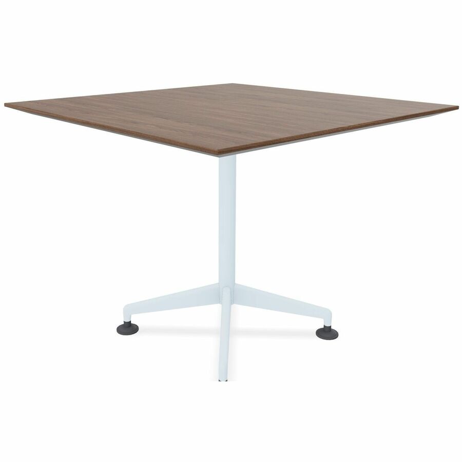 Special-T ZIA Series Hospitality Tables, Square 42"x42" Walnut HPL Top, Powder Coated X-Shaped Cast Aluminum/Steel Base, Mid-Century Modern Style, 29" Height, 6 Tables per Bundle