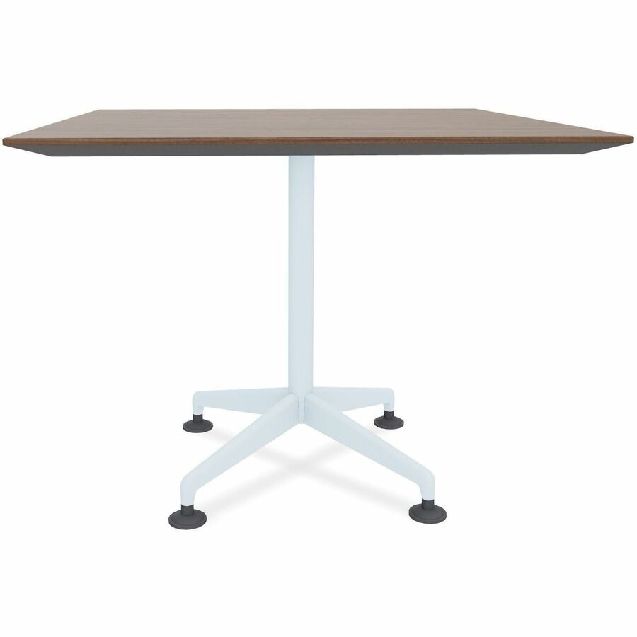 Special-T ZIA Series Hospitality Tables, Square 42"x42" Walnut HPL Top, Powder Coated X-Shaped Cast Aluminum/Steel Base, Mid-Century Modern Style, 29" Height, 6 Tables per Bundle