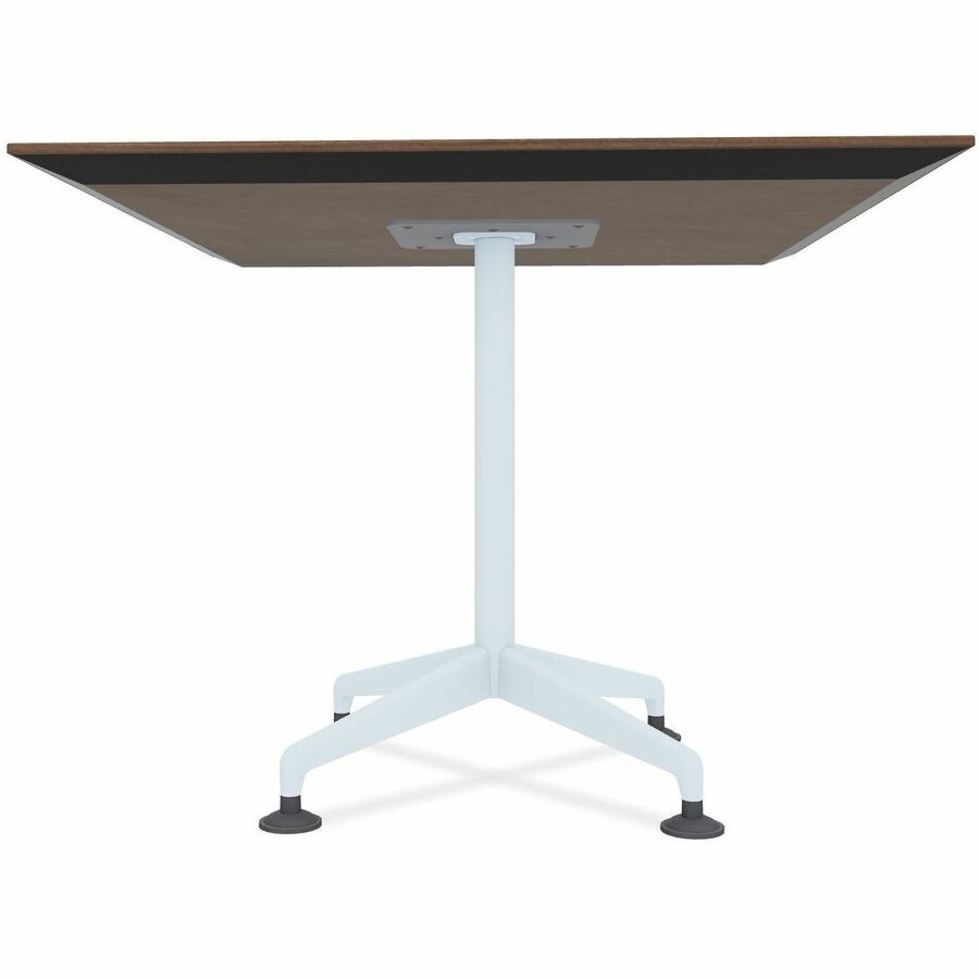 Special-T ZIA Series Hospitality Tables, Square 42"x42" Walnut HPL Top, Powder Coated X-Shaped Cast Aluminum/Steel Base, Mid-Century Modern Style, 29" Height, 6 Tables per Bundle