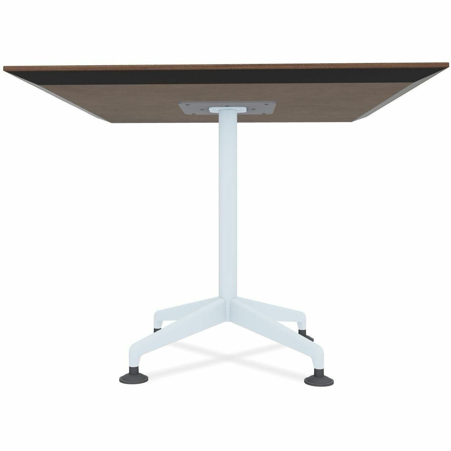 Special-T ZIA Series Hospitality Tables, Square 42"x42" Walnut HPL Top, Powder Coated X-Shaped Cast Aluminum/Steel Base, Mid-Century Modern Style, 29" Height, 6 Tables per Bundle