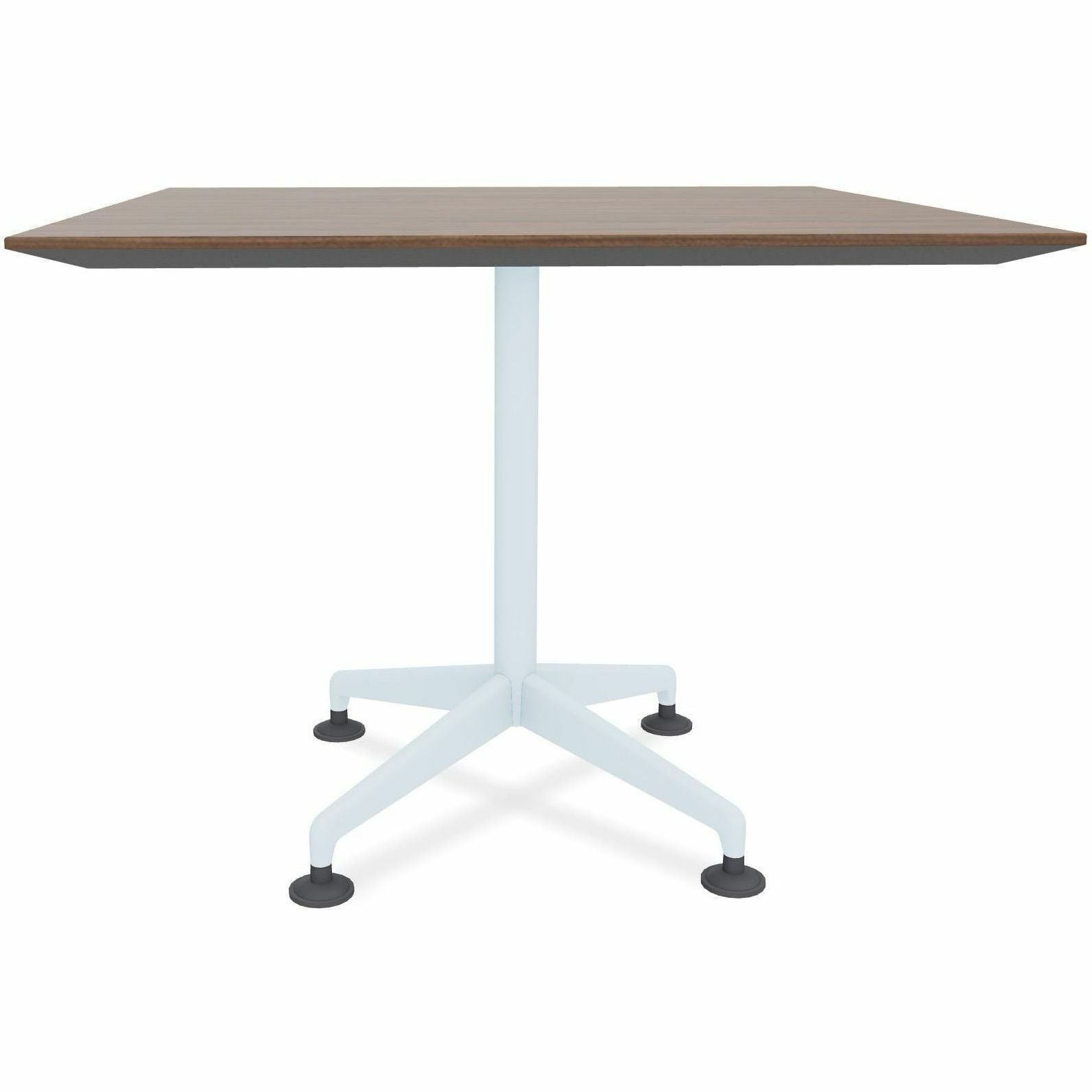 Special-T ZIA Series Hospitality Tables, Square 42"x42" Walnut HPL Top, Powder Coated X-Shaped Cast Aluminum/Steel Base, Mid-Century Modern Style, 29" Height, 6 Tables per Bundle