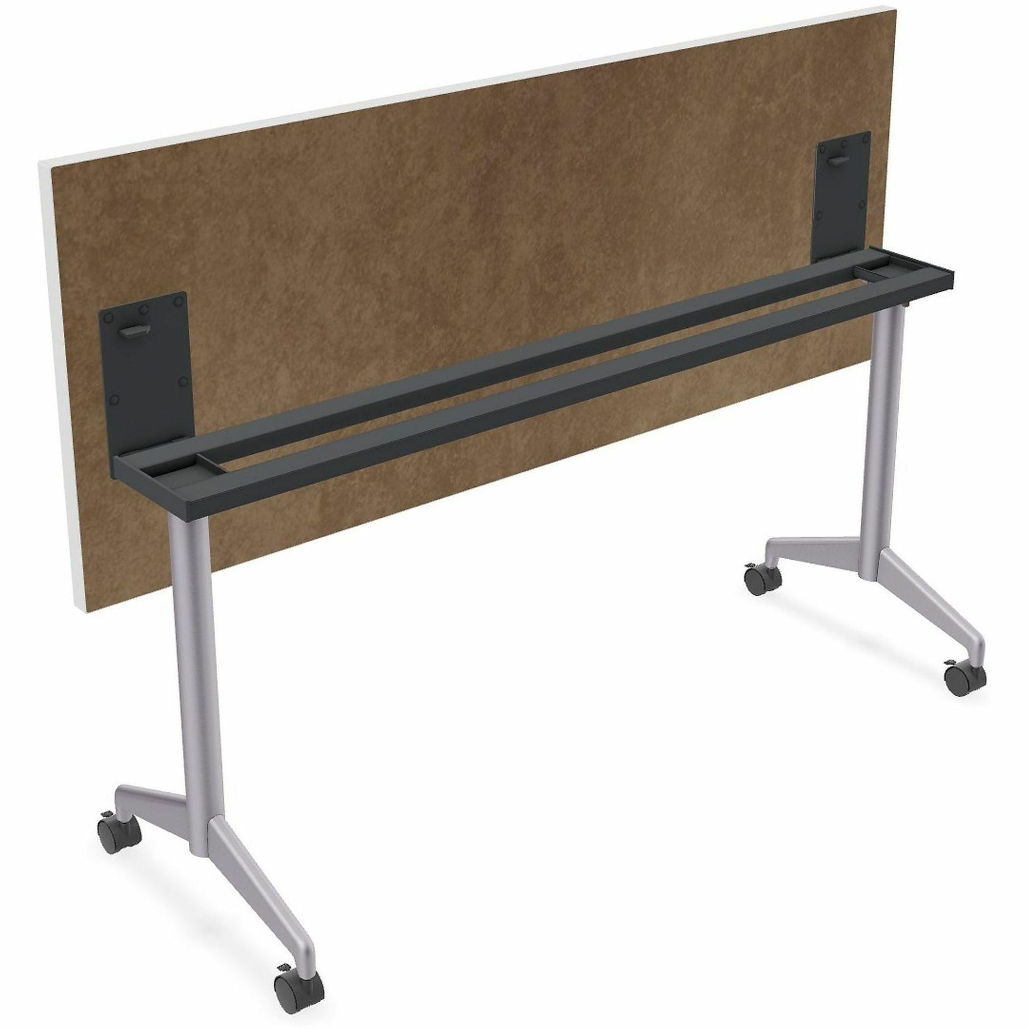 Special-T ZIA Series Training Tables, Rectangle, 24" x 60", White High Pressure Laminate, Powder Coated T-shaped Base, Cast Aluminum/Steel, Foldable, Flip-top, 6 Tables per Bundle