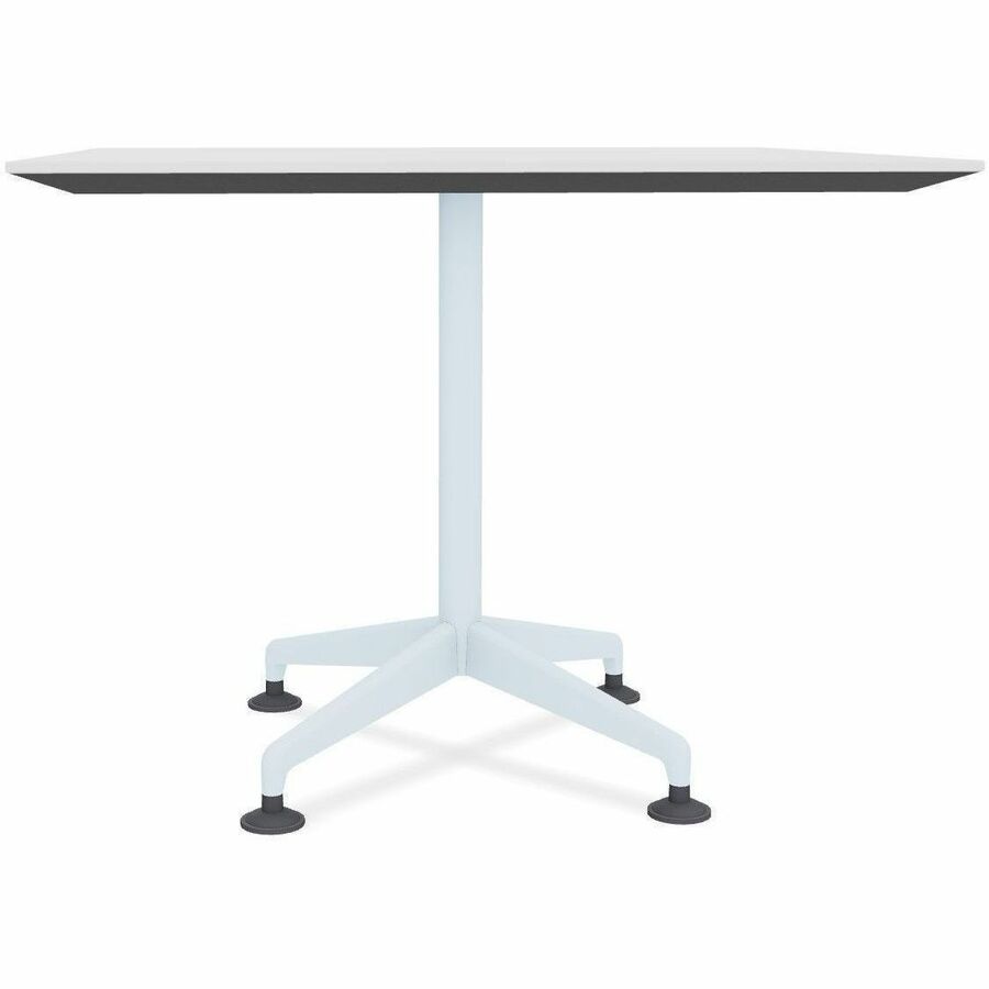 Special-T ZIA Series Hospitality Tables, Square 42"x42" White High Pressure Laminate Top, Powder Coated X-Shaped Cast Aluminum/Steel Base, Mid-Century Modern Style, 29" Height, 6 Tables per Bundle