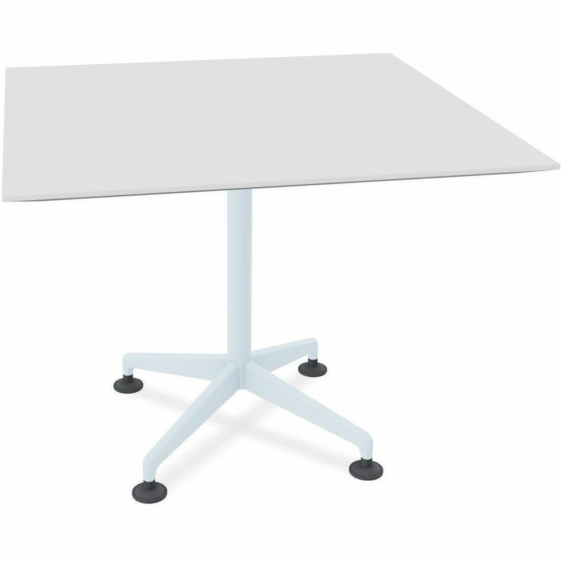 Special-T ZIA Series Hospitality Tables, Square 42"x42" White High Pressure Laminate Top, Powder Coated X-Shaped Cast Aluminum/Steel Base, Mid-Century Modern Style, 29" Height, 6 Tables per Bundle
