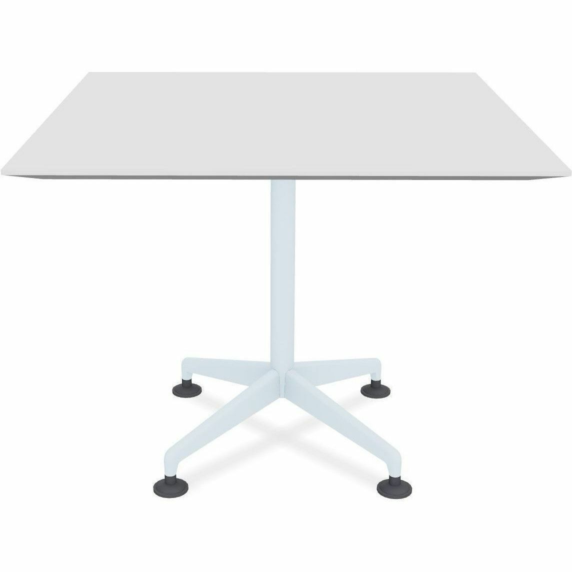 Special-T ZIA Series Hospitality Tables, Square 42"x42" White High Pressure Laminate Top, Powder Coated X-Shaped Cast Aluminum/Steel Base, Mid-Century Modern Style, 29" Height, 6 Tables per Bundle