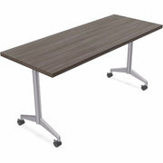 Special-T ZIA Series Training Tables, Rectangle, 24" x 72", 29" High, Gray Driftwood HPL, Powder Coated T-shaped Base, Cast Aluminum/Steel, Foldable, Flip-top, 6 Tables per Bundle