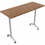 Special-T ZIA Series Training Tables, Rectangle Top, 24" x 48", 42" Height, Walnut High Pressure Laminate, Powder Coated T-shaped Cast Aluminum/Steel Base, 8 per Bundle