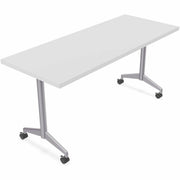 Special-T ZIA Series Training Tables, Rectangle, 24" x 48", 29" High, White HPL Top, Powder Coated T-shaped Cast Aluminum/Steel Base, Foldable, Flip-top, 6 Tables per Bundle