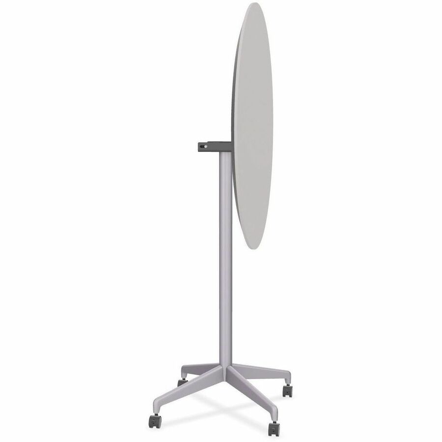 Special-T ZIA Series Round Hospitality Tables, 36" Diameter, 42" Height, Mid-Century Modern, Gray High Pressure Laminate, Powder Coated X-Shaped Cast Aluminum/Steel Base, 6 per Bundle