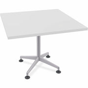 Special-T ZIA Series Hospitality Tables, Square 42"x42" White High Pressure Laminate Top, Powder Coated X-Shaped Cast Aluminum/Steel Base, Mid-Century Modern Style, 29" Height, 8 Tables per Bundle