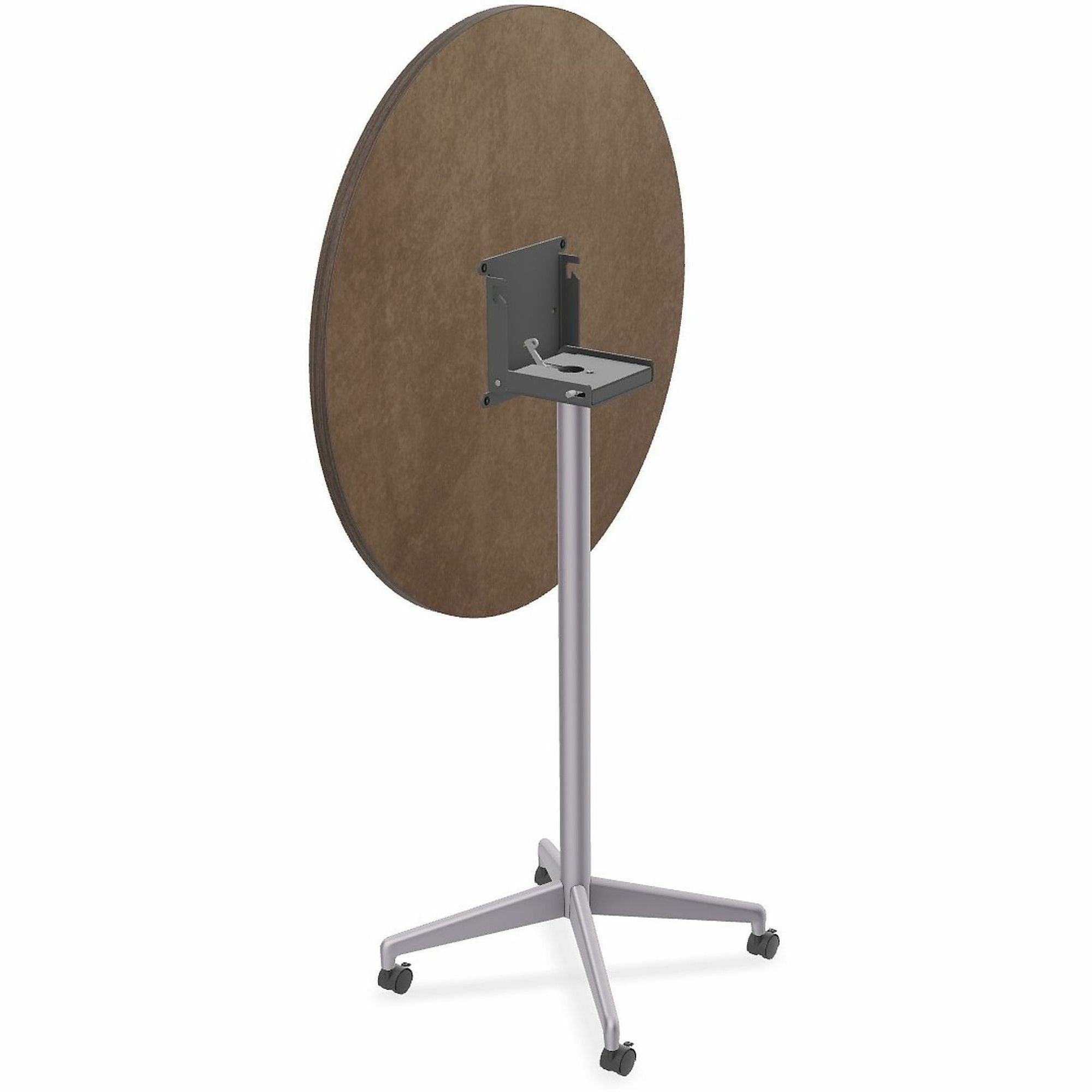 Special-T ZIA Series Round Hospitality Table, 42" Diameter, 42" Height, Gray Driftwood High Pressure Laminate, Powder Coated X-Shaped Cast Aluminum/Steel Base, Mid-Century Modern Style, 6 Tables per Bundle