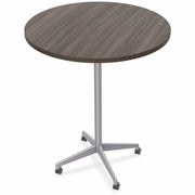 Special-T ZIA Series Round Hospitality Table, 42" Diameter, 42" Height, Gray Driftwood High Pressure Laminate, Powder Coated X-Shaped Cast Aluminum/Steel Base, Mid-Century Modern Style, 6 Tables per Bundle