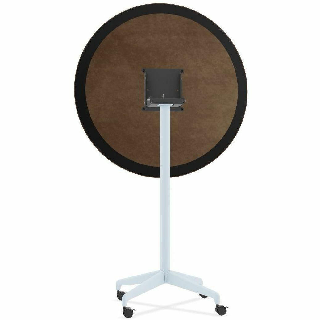 Special-T ZIA Series Round Hospitality Tables, 36" Diameter, 42" Height, Walnut High Pressure Laminate Top, Powder Coated X-Shaped Cast Aluminum/Steel Base, Mid-Century Modern Style, 6 per Bundle
