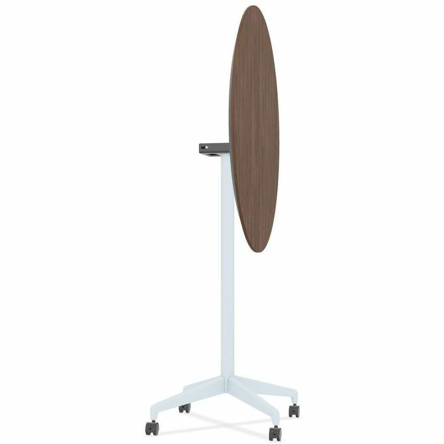 Special-T ZIA Series Round Hospitality Tables, 36" Diameter, 42" Height, Walnut High Pressure Laminate Top, Powder Coated X-Shaped Cast Aluminum/Steel Base, Mid-Century Modern Style, 6 per Bundle