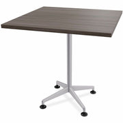 Special-T ZIA Series Hospitality Tables, Square 36"x36" Top, 36" Height, Gray Driftwood HPL, Powder Coated X-Shaped Cast Aluminum/Steel Base, Mid-Century Modern Style, 8 Tables per Bundle