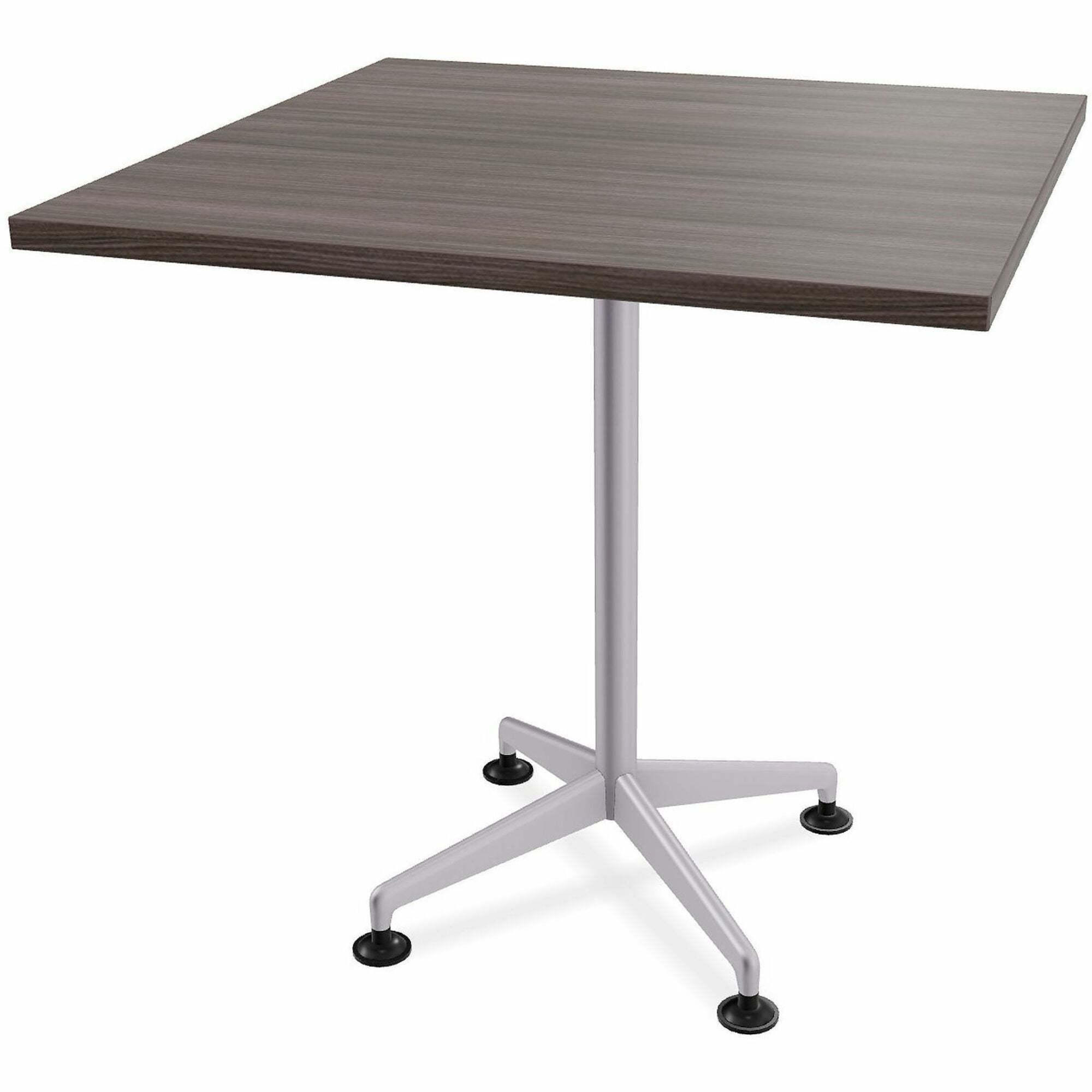 Special-T ZIA Series Hospitality Tables, Square 36"x36" Top, 36" Height, Gray Driftwood HPL, Powder Coated X-Shaped Cast Aluminum/Steel Base, Mid-Century Modern Style, 8 Tables per Bundle