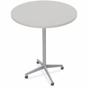 Special-T ZIA Series Hospitality Tables, Round 42" Top, 42" Height, Mid-Century Modern, Powder Coated X-Shaped Base, Gray High Pressure Laminate, Cast Aluminum/Steel Base, 6 per Bundle