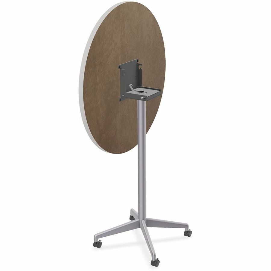 Special-T ZIA Series Hospitality Tables, Round 42" Top, 42" Height, Mid-Century Modern, Powder Coated X-Shaped Base, Gray High Pressure Laminate, Cast Aluminum/Steel Base, 6 per Bundle