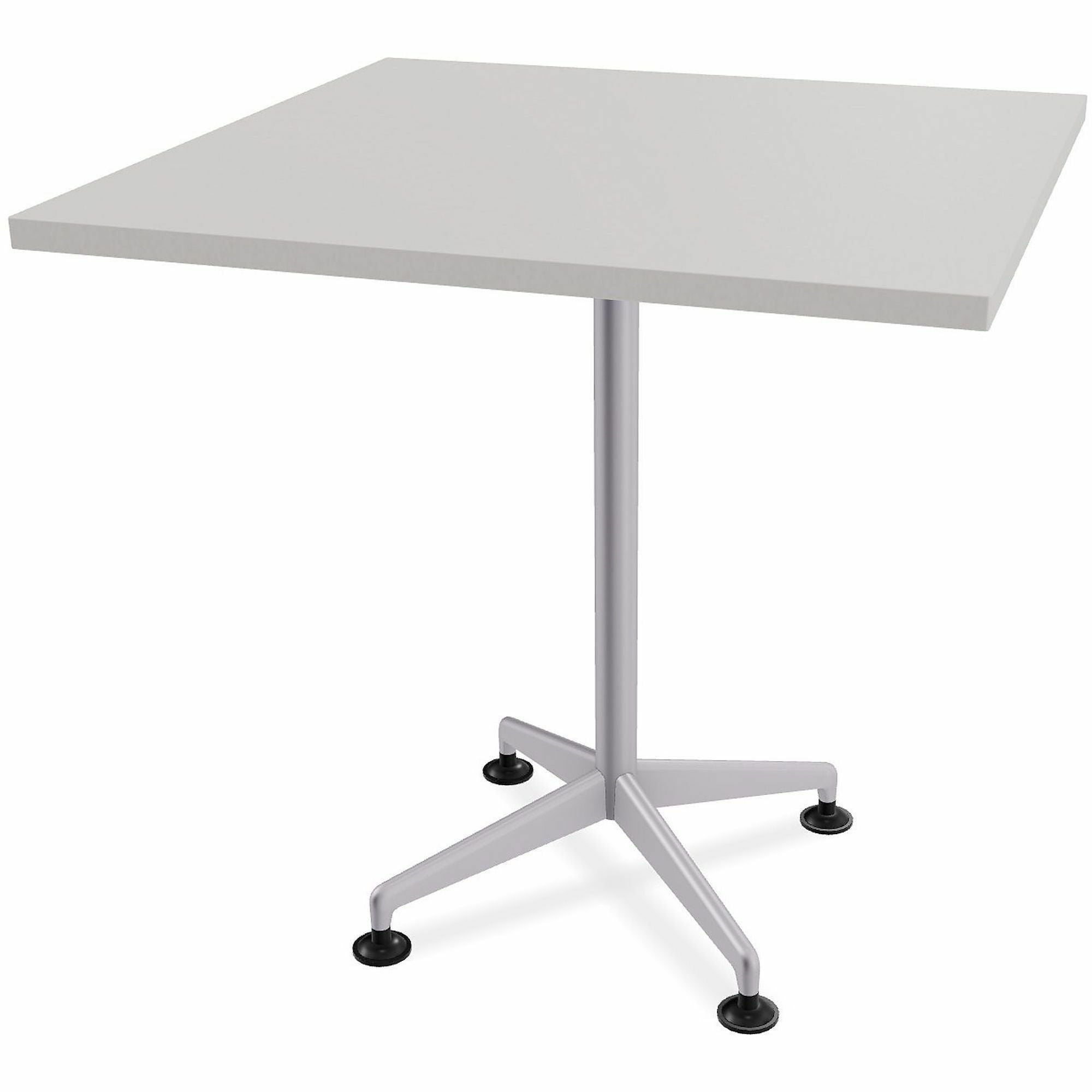 Special-T ZIA Series Hospitality Tables, Square 36"x36", 36" High, Gray High Pressure Laminate, Powder Coated X-Shaped Cast Aluminum/Steel Base, Mid-Century Modern Style, 8 per Bundle