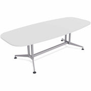 Special-T ZIA Series Conference Table, Elipse Top, 84"W x 48"D x 29"H, White High Pressure Laminate, Powder Coated Double Column Cast Aluminum/Steel Base, 2 Tables per Bundle